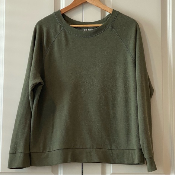 Olive Green Lightweight Crew Neck Sweatshirt - Picture 1 of 2